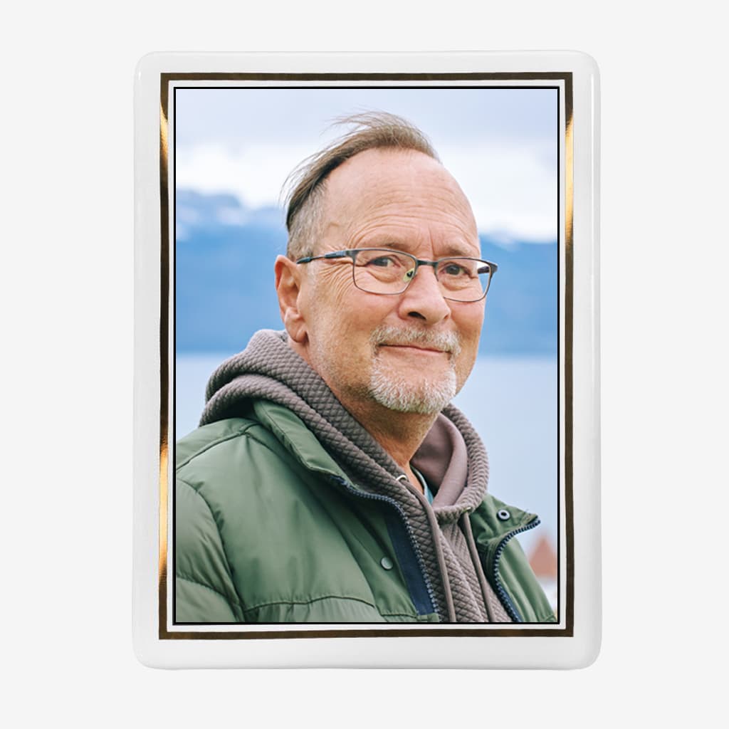 Foto per lapide in ceramica personalizzata - Rettangolo  con  filo d'oro